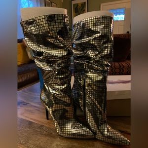 Jessica Simpson Leonelle Silver and Black Disco-ball Boot